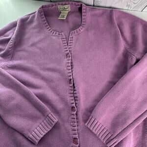 VTG 1990s LL Bean Cardigan Sweater Womens Medium Cotton Pink Hong Kong